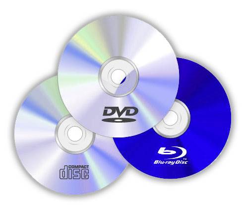 Типы компьютерных дисков: blue-ray, CD, DVD